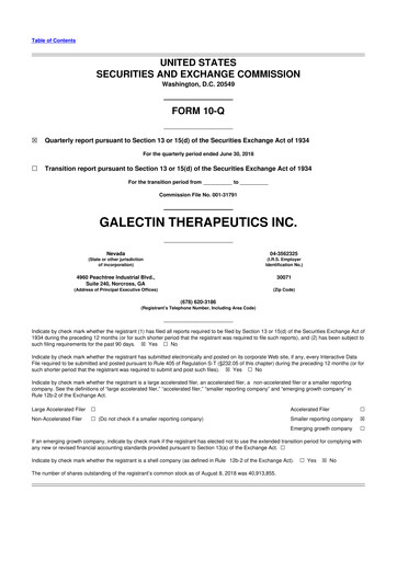 Thumbnail Galectin Therapeutics 10-Q Quarterly Report FY2018 