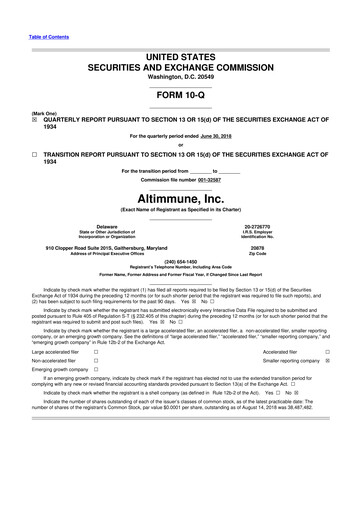 Thumbnail Altimmune 10-Q Quarterly Report FY2018 