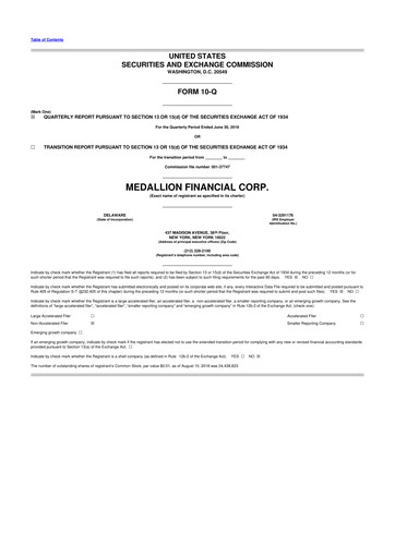 Thumbnail Medallion Financial Corp. 10-Q Quarterly Report FY2018 
