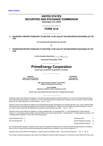 Thumbnail PrimeEnergy Resources 10-Q Quarterly Report FY2018 