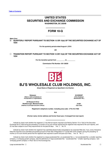 Thumbnail BJ's Wholesale Club 10-Q Quarterly Report FY2018 