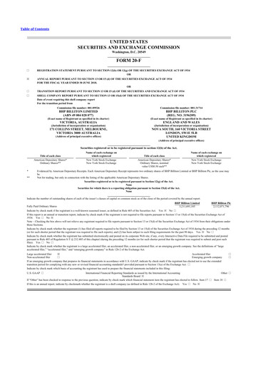 Thumbnail BHP Group 20-F Annual Report 2018