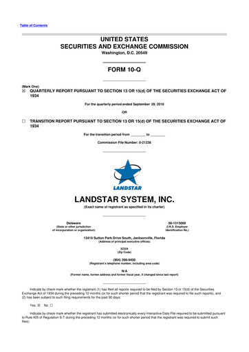 Thumbnail Landstar System
 10-Q Quarterly Report FY2018 