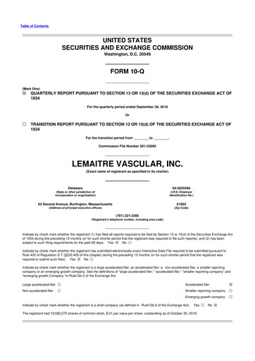Thumbnail LeMaitre Vascular 10-Q Quarterly Report FY2018 