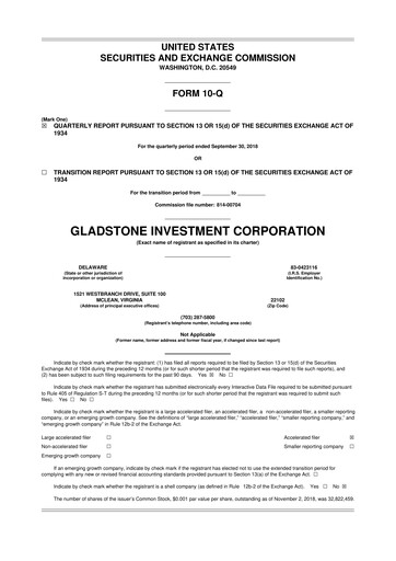 Thumbnail Gladstone Investment 10-Q Quarterly Report FY 