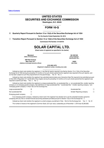 Vorschaubild SLR Investment 10-Q Quartalsbericht  