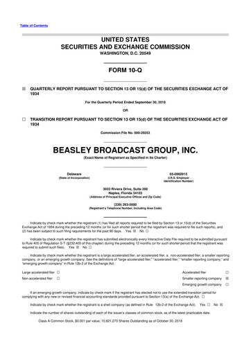Thumbnail Beasley Broadcast Group
 10-Q Quarterly Report FY2018 