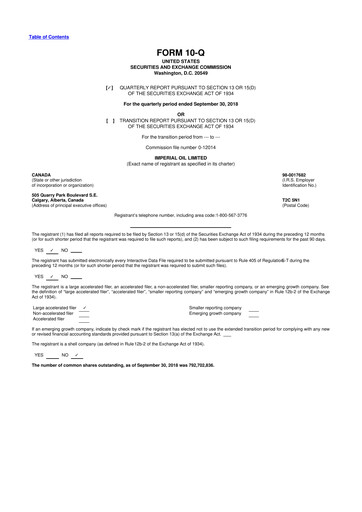 Thumbnail Imperial Oil
 10-Q Quarterly Report FY2018 