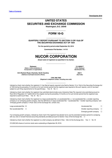 Vorschaubild Nucor
 10-Q Quartalsbericht 2018 