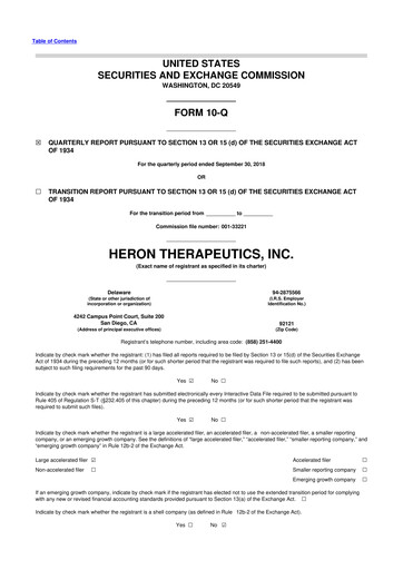Thumbnail Heron Therapeutics 10-Q Quarterly Report FY2018 