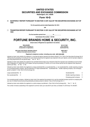 Thumbnail Fortune Brands Innovations 10-Q Quarterly Report FY2018 