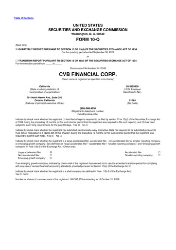 Thumbnail CVB Financial 10-Q Quarterly Report FY2018 