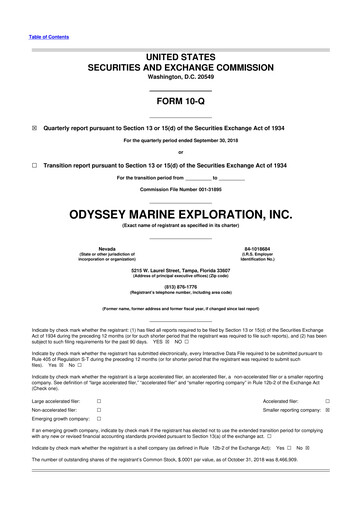Thumbnail Odyssey Marine Exploration 10-Q Quarterly Report FY2018 