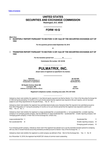 Thumbnail Pulmatrix 10-Q Quarterly Report FY2018 
