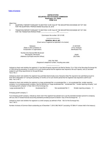 Thumbnail General Mills 10-Q Quarterly Report FY2019 