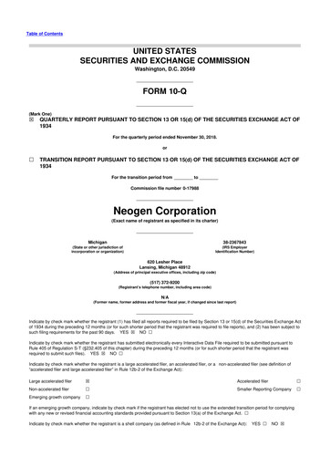 Vorschaubild Neogen 10-Q Quartalsbericht 2019 