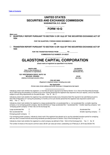 Thumbnail Gladstone Capital Corporation 10-Q Quarterly Report FY 