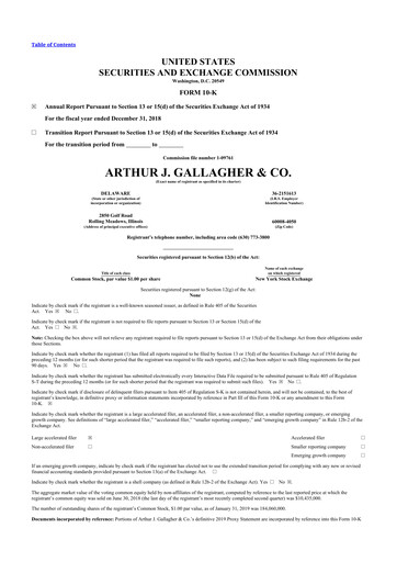 Thumbnail Arthur J. Gallagher & Co.
 10-K Annual Report 2018