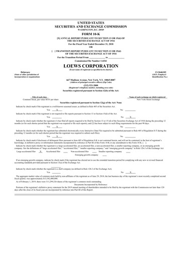 Thumbnail Loews Corporation
 10-K Annual Report 2018