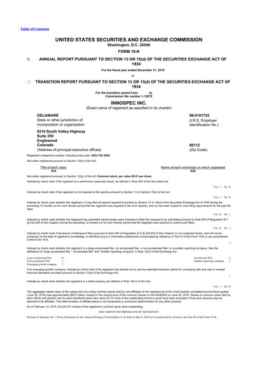 Thumbnail Innospec 10-K Annual Report 2018