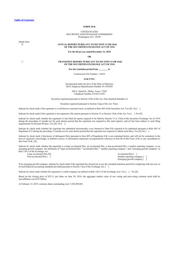 Thumbnail AT&T 10-K Annual Report 2018