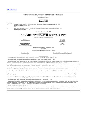 Thumbnail Community Health Systems
 10-K Annual Report 2018