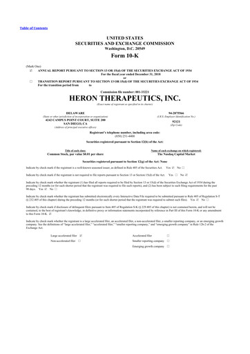 Thumbnail Heron Therapeutics 10-K Annual Report 2018