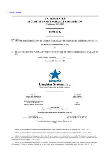 Thumbnail Landstar System
 10-K Annual Report 2018