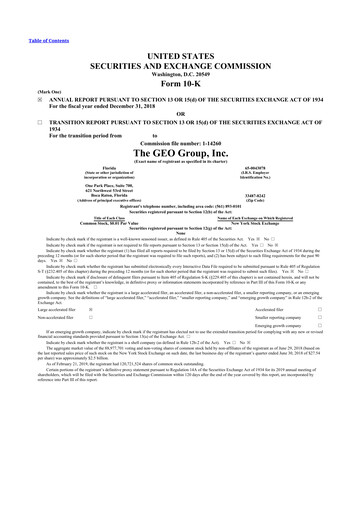 Thumbnail Geo Group 10-K Annual Report 2018