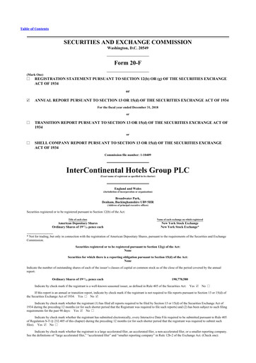 Thumbnail InterContinental Hotels Group
 20-F Annual Report 2018