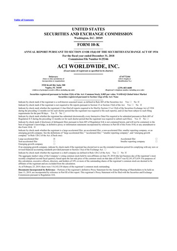 Thumbnail ACI Worldwide
 10-K Annual Report 2018