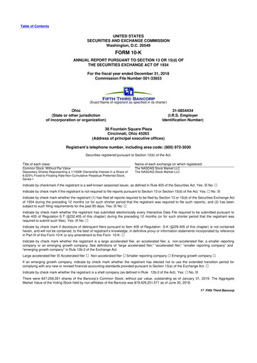 Thumbnail Fifth Third Bank
 10-K Annual Report 