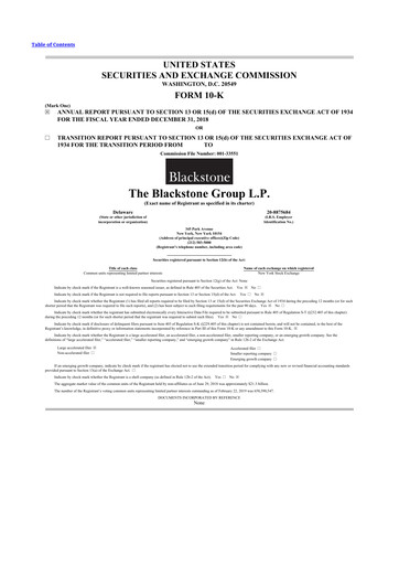 Thumbnail Blackstone Group 10-K Annual Report 2018