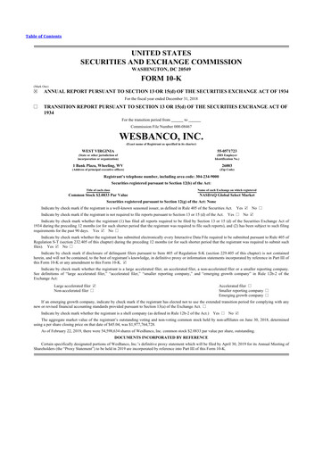 Thumbnail WesBanco 10-K Annual Report 2018