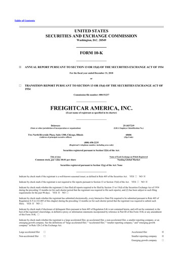 Thumbnail FreightCar America
 10-K Annual Report 2018