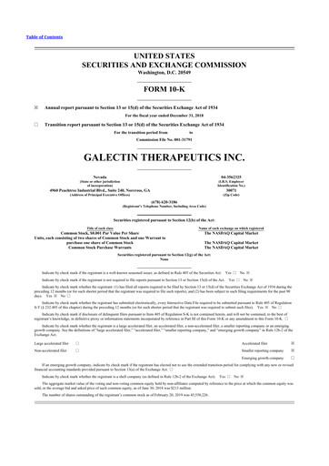 Thumbnail Galectin Therapeutics 10-K Annual Report 2018