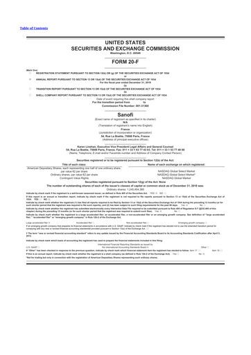 Thumbnail Sanofi 20-F Annual Report 2018