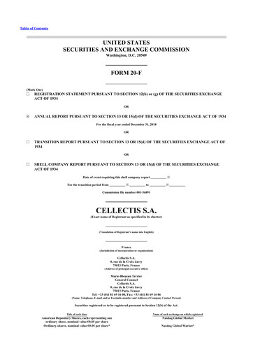 Thumbnail Cellectis 20-F Annual Report 2018