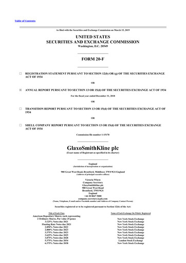 Miniature GSK plc 20-F Rapport annuel 2018