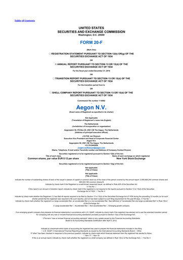 Thumbnail AEGON
 20-F Annual Report 2018