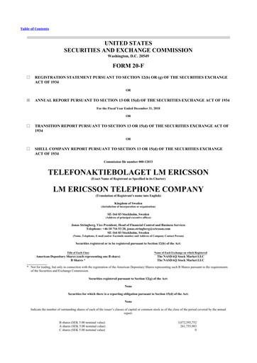 Vorschaubild Ericsson 20-F Jahresbericht 2018