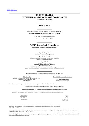 Thumbnail YPF S.A. 20-F Annual Report 2018