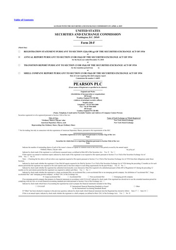 Miniature Pearson 20-F Rapport annuel 2018