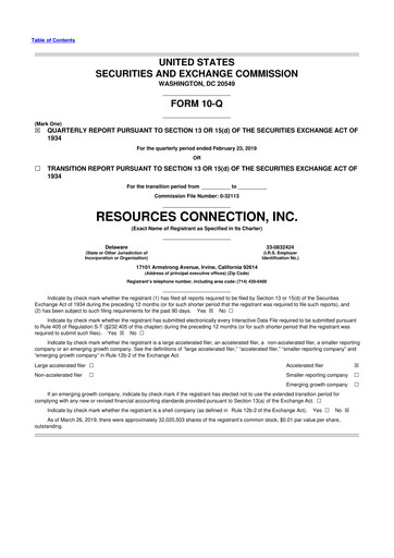 Thumbnail RGP (Resources Connection) 10-Q Quarterly Report FY2019 