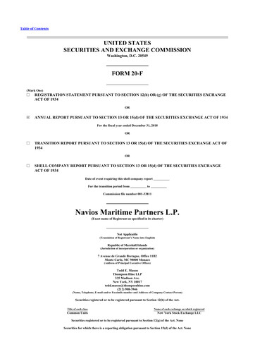 Thumbnail Navios Maritime Partners 20-F Annual Report 2018