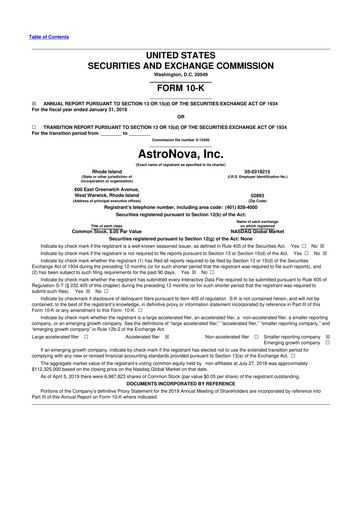 Miniature AstroNova, Inc. 10-K Rapport annuel 2019