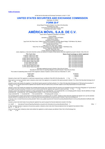 Thumbnail America Movil 20-F Annual Report 2018