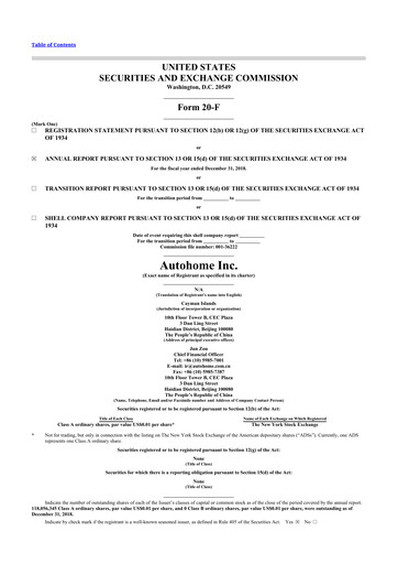 Thumbnail Autohome 20-F Annual Report 2018