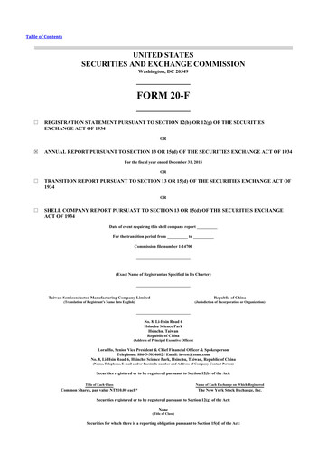 Thumbnail TSMC 20-F Annual Report 2018