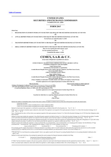 Vorschaubild Cemex 20-F Jahresbericht 2018